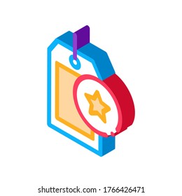 Vector de iconos de concepto de etiqueta de bono. Signo de concepto de bonificación isométrica. ilustración de símbolo aislado de color