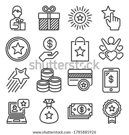 Bonus and Loyalty Money Program Icons Set. Vector