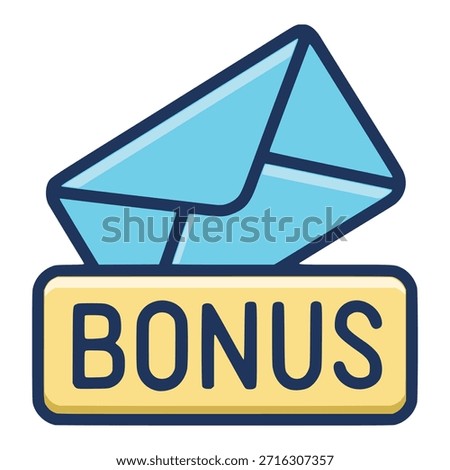 Bonus mail present reward flat color vector illustration template design