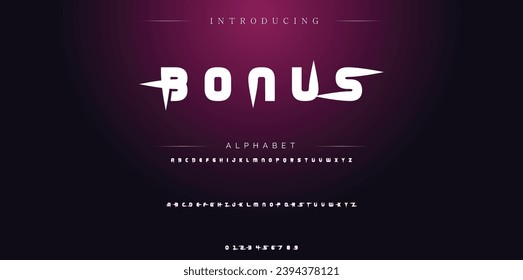 Bonus Modern Bold Font. Sans Serif Font. Regular Italic Uppercase Lowercase Typography urban style alphabet fonts for fashion, sport, technology, digital, movie, logo design, vector illustration