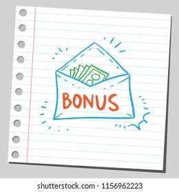 Bonus money in envelope