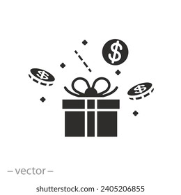 bonus money icon, cash bonus, loyalty program concept, flat symbol - vector illustration