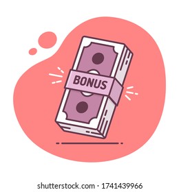 Bonus money stack icon vector illustration in monoline / line art style