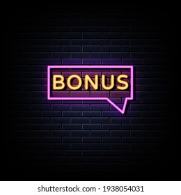Bonus neon sign vector. Bonus neon text Design template neon sign