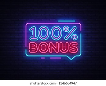 Bonus Neon Text Vector. Bonus neon sign, design template, modern trend design, night neon signboard, night bright advertising, light banner, light art. Vector illustration