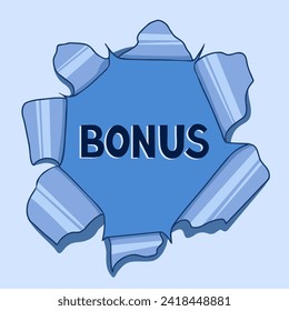 Bono sobre fondo de papel roto. Ilustración vectorial para impresión, fondos, cubiertas y embalaje. La imagen se puede usar para tarjetas de felicitación, carteles, pegatinas y textiles. Aislado sobre fondo blanco.