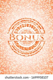 Bonus orange mosaic emblem. Vector Illustration. Detailed.
