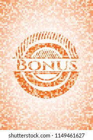 Bonus orange tile background illustration. Square geometric mosaic seamless pattern with emblem inside.