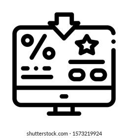 Bonus Percent Computer Information Icon Vector. Outline Bonus Percent Computer Information Sign. Isolated Contour Symbol Illustration