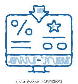 Bonus Percent Computer Information sketch icon vector. Hand drawn blue doodle line art Bonus Percent Computer Information sign. isolated symbol illustration