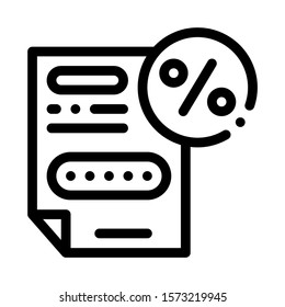Bonus Percentage Document Icon Vector. Outline Bonus Percentage Document Sign. Isolated Contour Symbol Illustration