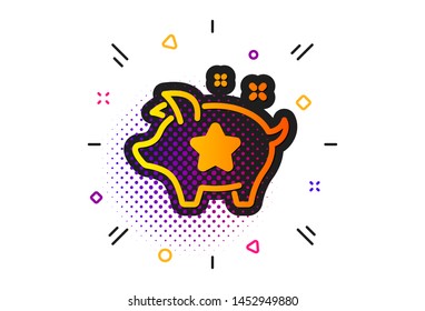 Bonus piggy. Halftone circles pattern. Loyalty points icon. Discount program symbol. Classic flat loyalty points icon. Vector