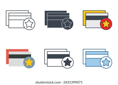 Puntos extra. Colección de iconos de programa de descuento con diferentes estilos. Ilustración de vector de símbolo de tarjeta de fidelidad aislado sobre fondo blanco