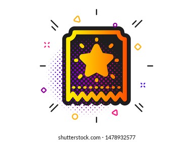 Bonus points. Halftone circles pattern. Loyalty star ticket icon. Discount program symbol. Classic flat loyalty ticket icon. Vector