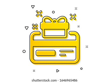 Bonus points. Loyalty card icon. Discount program symbol. Yellow circles pattern. Classic loyalty card icon. Geometric elements. Vector