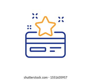 Bonus points. Loyalty card line icon. Discount program symbol. Colorful outline concept. Blue and orange thin line loyalty card icon. Vector