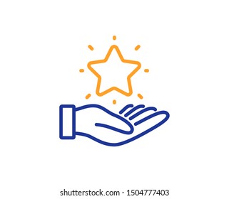 Bonus points. Loyalty program line icon. Discount star symbol. Colorful outline concept. Blue and orange thin line loyalty program icon. Vector