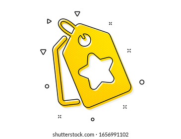Puntos de bonificación. Icono de etiquetas de estrella de fidelidad. Símbolo del programa de descuento. Patrón de círculos amarillos. Icono de etiquetas de fidelidad clásicas. Elementos geométricos. Vector