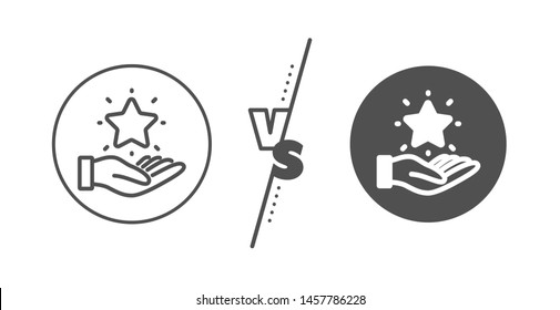 Bonus Points. Versus Concept. Loyalty Program Line Icon. Discount Star Symbol. Line Vs Classic Loyalty Program Icon. Vector