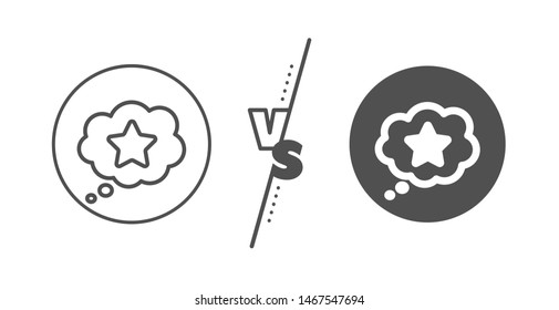 Bonus points. Versus concept. Loyalty star line icon. Discount program symbol. Line vs classic loyalty star icon. Vector