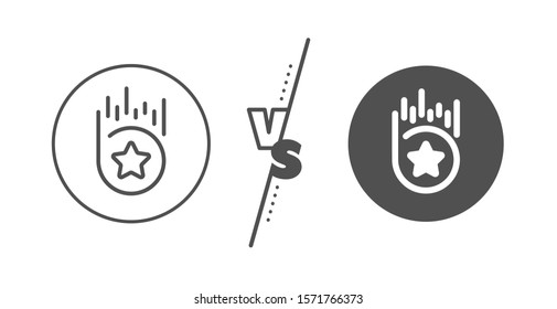 Bonus points. Versus concept. Loyalty star line icon. Discount program symbol. Line vs classic loyalty star icon. Vector