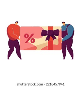 Bonus, reward and gift programs for loyal customers. Store or shop offering discounts for clients. Vector illustration for advertising, promotion, ecommerce concept