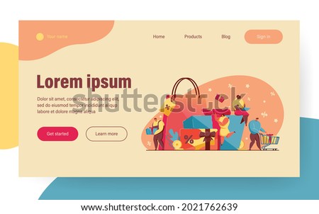 Bonus, reward and gift programs for loyal customers. Store or shop offering discounts for clients. Vector illustration for advertising, promotion, ecommerce concept