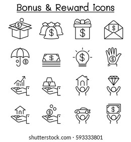 Bonus & Reward Icon Set In Thin Line Style