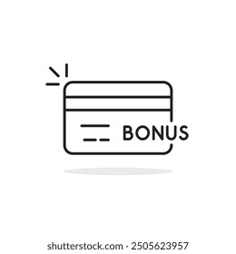bonus reward icon with thin line card. cashless payment method or fast purchase of retail goods in the store. abstract outline element for simple graphic thin line design or financial website