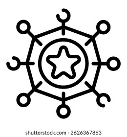 Ícone de estrela do esquema de bônus. Esquema de tópicos ícone do vetor estrela do esquema para web design isolado no fundo branco