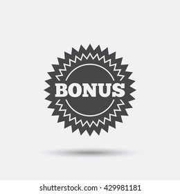 Bonus sign icon. Special offer star symbol. Flat bonus web icon on white background. Vector
