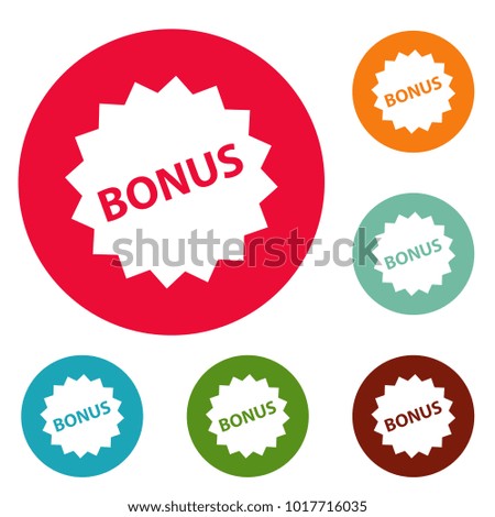 Bonus sign icons circle set vector isolated on white background
