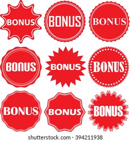 Bonus signs set, bonus sticker set, vector illustration