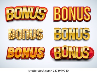 Bonus Signs Set. Vector Illustration.