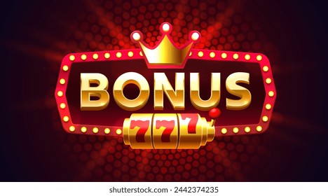 Bonus-Slots-Symbole, Slot-Zeichen-Maschine, Nacht Vegas. Vektorgrafik