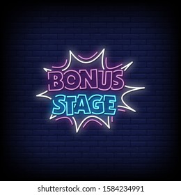 Bonus Stage Neon Signs Style Text Vector