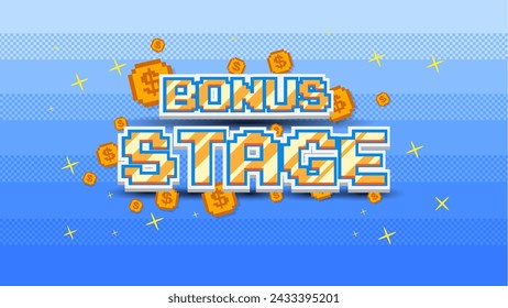 bonus stage.pixel art .8 bit game.retro game. for game assets in vector illustrations from vintage arcade comp	