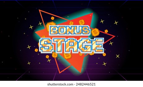 bonus stage.pixel art .8 bit game.retro game. for game assets in vector illustrations from vintage arcade comp	