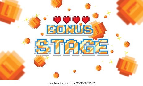 Juego de bonificación stage.pixel art .8 bit game.retro. para activos de juego en Ilustraciones vectoriales de la Muestra gratis arcade vintage	