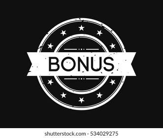 bonus. stamp mark white on black background