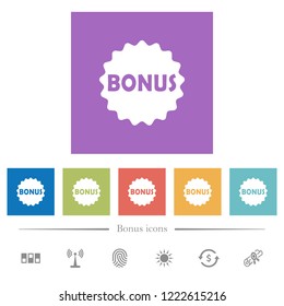 Bonus sticker flat white icons in square backgrounds. 6 bonus icons included.