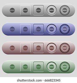 Bonus sticker icons on rounded horizontal menu bars in different colors and button styles