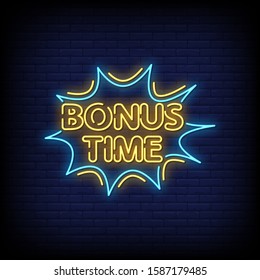 Bonus Time Neon Signs Style Text Vector