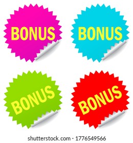 Bonus vector glossy stickers set isolated on white background, bonus note paper