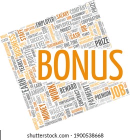 Bonus vector illustration word cloud isolated on a white background.