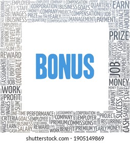 Bonus vector illustration word cloud isolated on a white background.