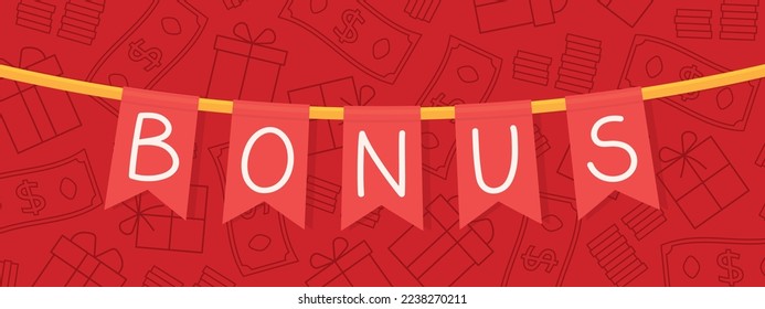 bonus written on garland with flags - vector illustration