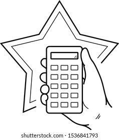 Bonuses calculator. Vector outline icon.