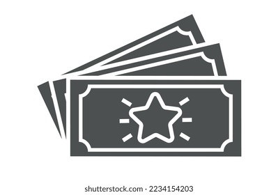 Bonuses tickets icon. Loyalty program and modern marketing methods. Sticker for social networks and messengers. Coupons and vouchers with painted star, reward. Cartoon flat vector illustration