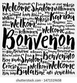 Bonvenon (Welcome in Esperanto) word cloud in different languages